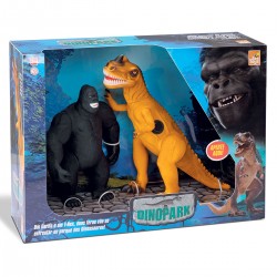 Dinossauro T-rex Com Som Vs Gorila King Kong